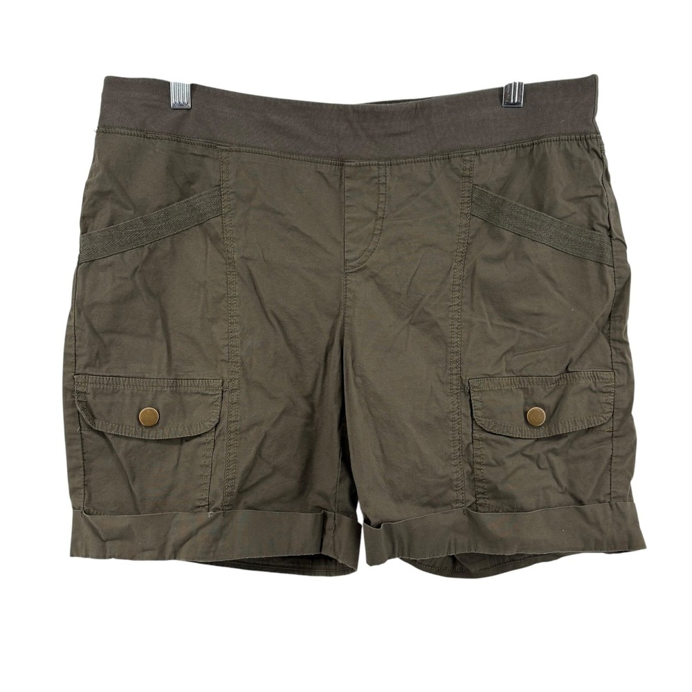 Wearables XCVI Clarissa Cargo Shorts Women's L Olive Green Stretch Utility